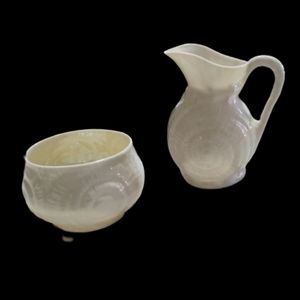 Vintage Green Mark Reg# 0857 Shell Pattern, Sugar, creamer, Belleek Irel…